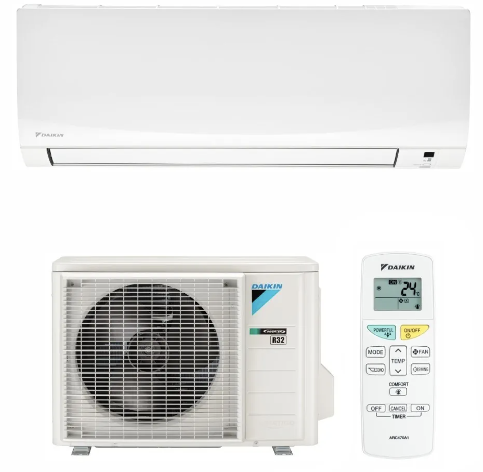 Aparat de aer conditionat Daikin Sensira Bluevolution FTXF20E-RXF20F Inverter 7000 BTU, repornire automata, 5 trepte de viteza, mod putere, comutare automata racire-incalzire