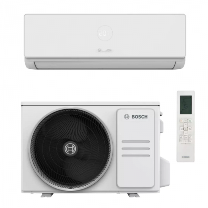 Aparat de aer conditionat Bosch Climate 3200i R32 Inverter 12000 BTU, filtru cu catalizator rece, ventilator 4 trepte, Timer, Follow Me, i-Clean, repornire automata, CL3200iU W 35 E - CL3000i 35 E